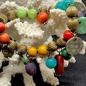 Fun & Whimsy Charm Bracelet, bead, stone, metal